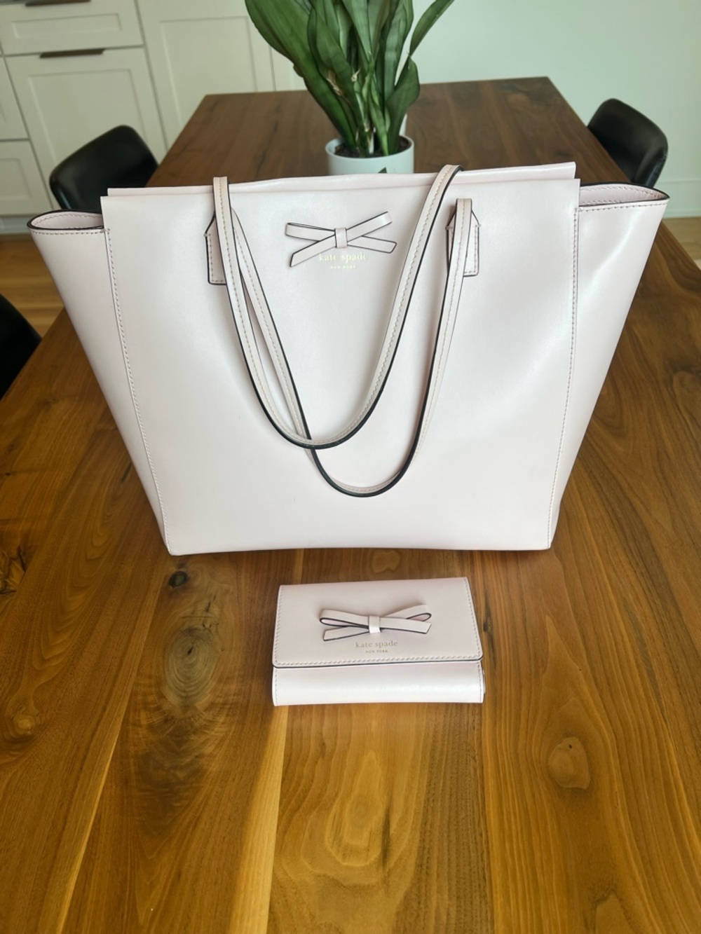 kate spade Pale Pink Leather Tote with Matching Wallet Set